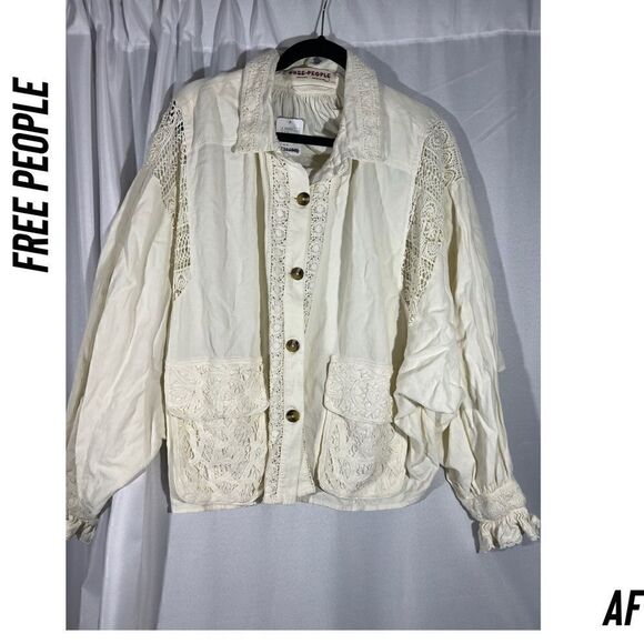 FREE PEOPLE LOUISA JACKET IVORY NWT LARGE - Picture 7 of 9